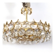 chic 1960's gilt-brass and crystal 6-light pendant chandelier designed by Gaetano Sciolari for Palwa