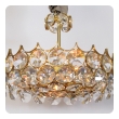 chic 1960's gilt-brass and crystal 6-light pendant chandelier designed by Gaetano Sciolari for Palwa