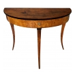 Shapely Italian Neoclassical Walnut and Beechwood Demilune Console Table