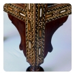 Good Pair of Moroccan Carved and Inlaid Square Upholstered Stools