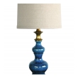 Vintage 1960s Double-baluster Saphire-blue Drip Glaze Lamp