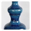 Vintage 1960s Double-baluster Saphire-blue Drip Glaze Lamp