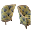 Stylish Pair of Art Deco Style Barrel-back Shagreen Bergeres by Lx Rossi