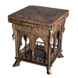  Intricately Inlaid Moorish Game Table with Pivoting Handkerchief Top