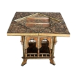  Intricately Inlaid Moorish Game Table with Pivoting Handkerchief Top