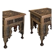 A Grand Pair of Moorish Inlaid Square Side/End Tables