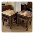 A Grand Pair of Moorish Inlaid Square Side/End Tables