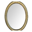 French Napoleon III Carved Giltwood Rope-Twist Oval Mirror  