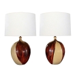 Large Pair of American 1960s Drip Glaze Ovoid-form Lamps
