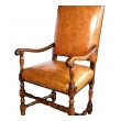 Handsome French Baroque Style Leather Upholstered Armchair