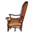 Handsome French Baroque Style Leather Upholstered Armchair