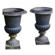 a strikingly-large pair of french gray-painted iron campagna urns