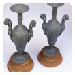  elegant pair of french neoclassical style double-handled spelter-metal urns