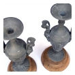  elegant pair of french neoclassical style double-handled spelter-metal urns