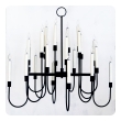 a stylish 1960's black enameled metal 12-arm candelabra style chandelier attributed to Tommi Parzinger 