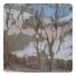 gouache on paper of an atmospheric wintry forest scene signed Robb Beebe