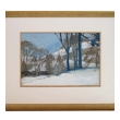 gouache on paper of an atmospheric wintry forest scene signed Robb Beebe