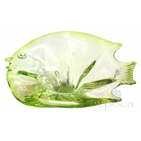 a playful murano mid-century acid-green art glass bowl of a fish: epoca in San Francisco 