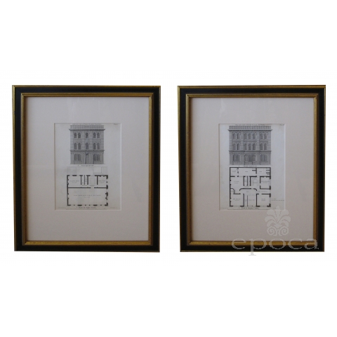 a handsome pair of american architectural engravings depicting taverns
