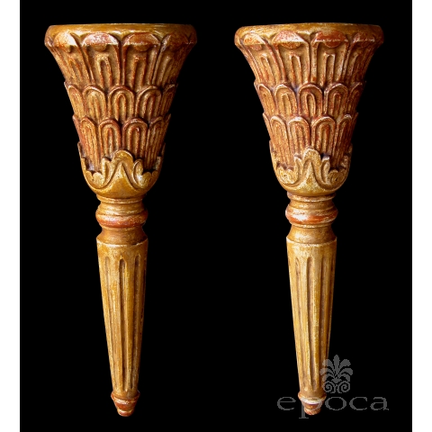pair of italian neoclassical style carved giltwood wall sconces
