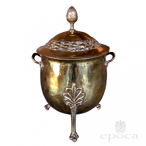 a handsome and boldly-scaled english neoclassical style brass ovoid-shaped two-handled covered coal bucket