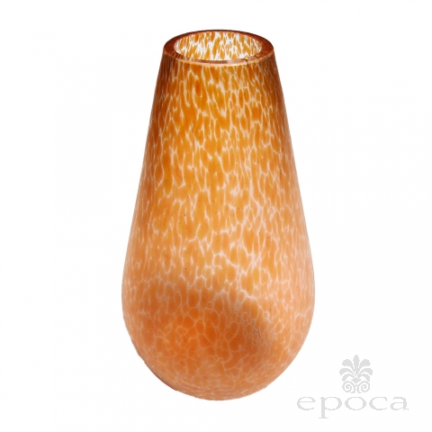 a luminous austrian apricot-colored oil spot vase of teardrop form