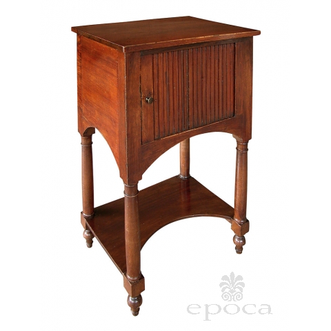  french provincial faux grained square cupboard/end-table with tambour door