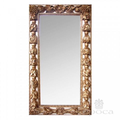  large-scaled and deeply-carved continental baroque style ivory painted and parcel-gilt rectangular mirror