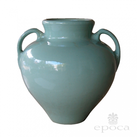 a large-scaled american pottery aqua-glazed double-handled urn