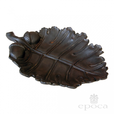 a boldly-scaled american arts & crafts cast iron oak leaf bowl