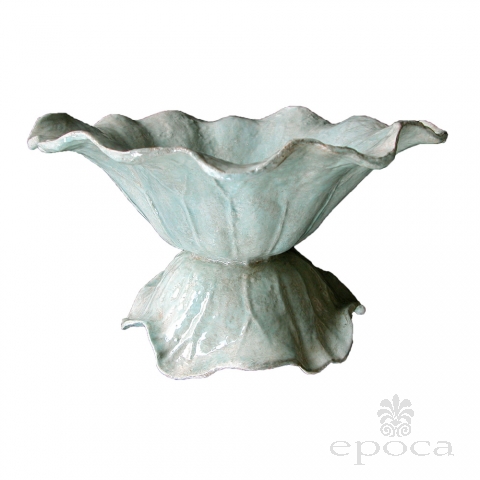 a delightful french celadon-enameled iron cabbage-form bowl