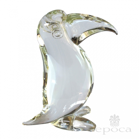 a delightful italian 1960's clear art-glass sculpture of a toucan