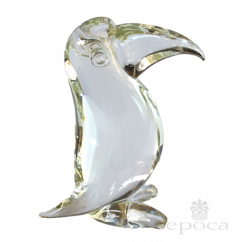 a delightful italian 1960's clear art-glass sculpture of a toucan