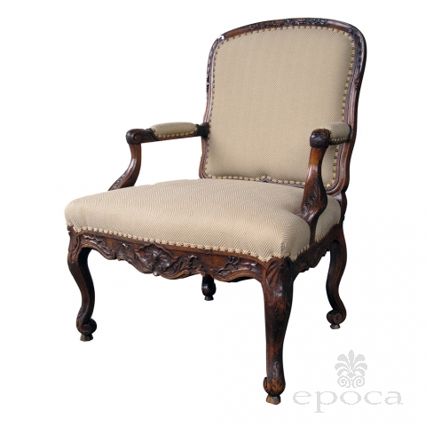 a curvaceous danish rococo style carved walnut open armchair
