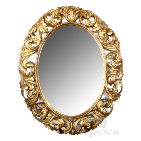 a well-carved italian baroque style oval gilt-wood mirror
