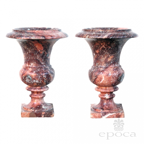 an elegant pair of french campagna urns of opera-fantastico marble