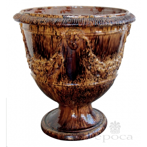 a handsome french brown-glazed anduze pot