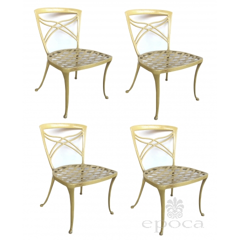 a stylish set of 4 american 1960s yellow-painted aluminum garden chairs by brown jordan