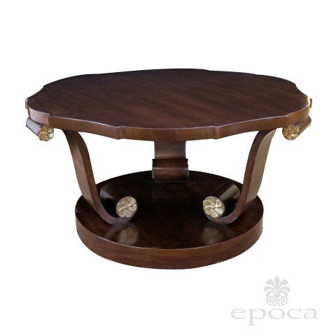a handsome american art deco style mahogany cocktail Tables with scrolled legs