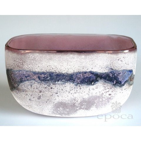 a rare murano 1960's alfredo barbini 'scavo' glass bowl; etched signature 'barbini murano' on underside