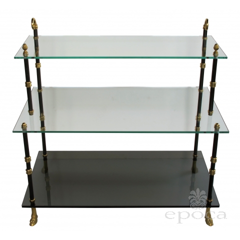 a good quality french 1940's 3-tier etagere with glass shelves by maison jansen, paris