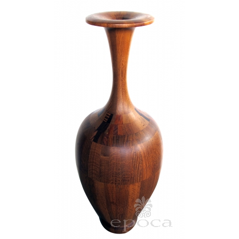 a large-scaled and well-executed french mid-century laminated and turned wooden urn