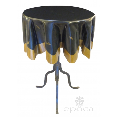 a whimsical french 1960's fiberglass 'drapery' table with iron tripod base