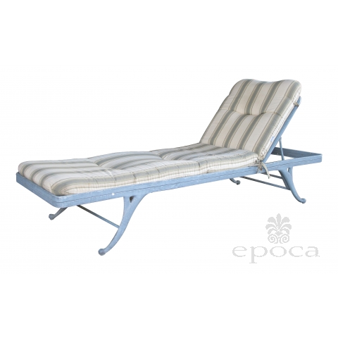 a stylish american mid-century regency style gray painted aluminum garden lounge chair by brown jordan