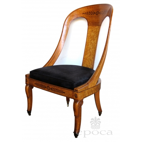 a handsome french charles x burl-birch spoon-back chair
