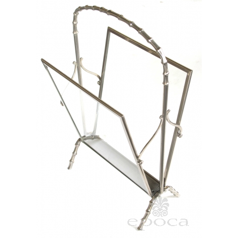 a chic and stylish french maison bagues 1940's chrome and glass faux bamboo magazine rack