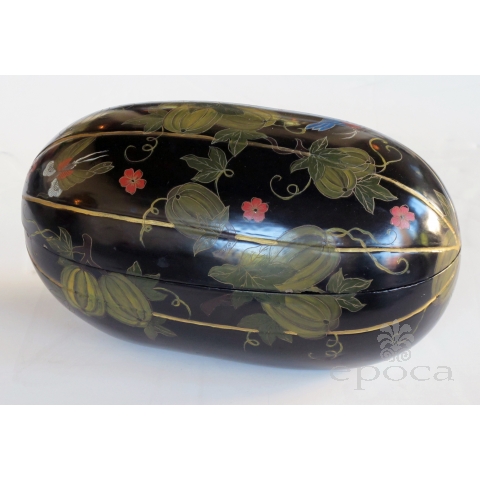 a delightful japanese black lacquered gourd-form box