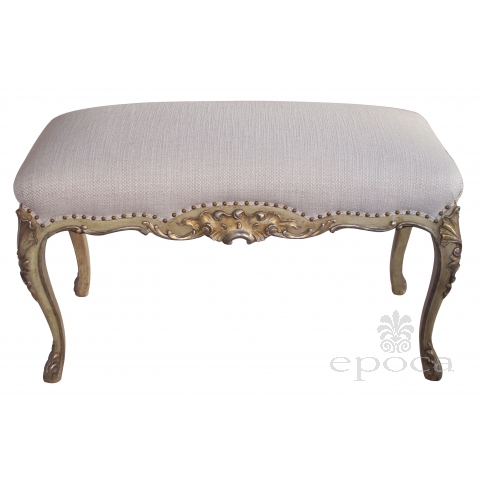 an elegant and well-carved french louis xv style ivory painted and silver-gilt bench