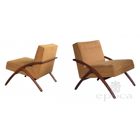  sleek and stylish pair of american 1960's ash grasshopper chairs