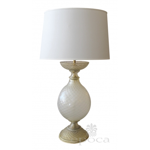 stunningly large murano barovier & toso mid-century gold aventurine lamp for marbro lamp co. 